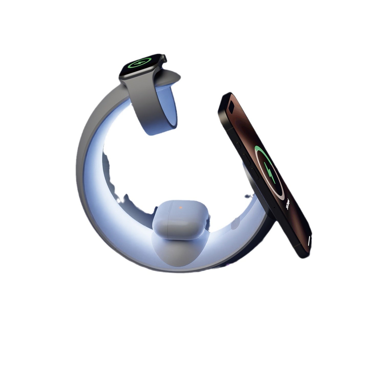 Luce da comodino “Luna” con ricarica wireless e sveglia atmosferica